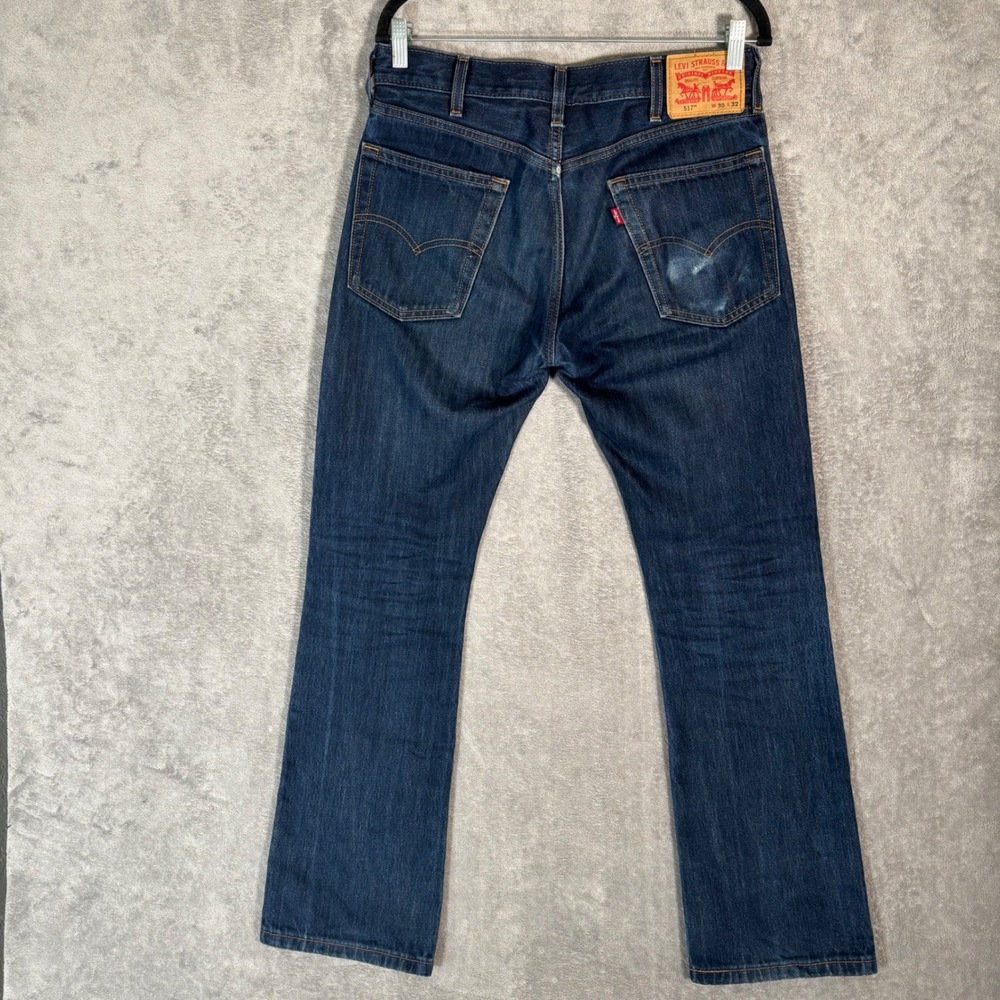 Levis 517 Mens Slim Bootcut Jeans Dark Wash Blue Denim Fits 32x32‎ Cotton